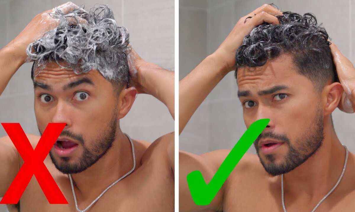 Stylish man applying conditioner for a healthy hair routine