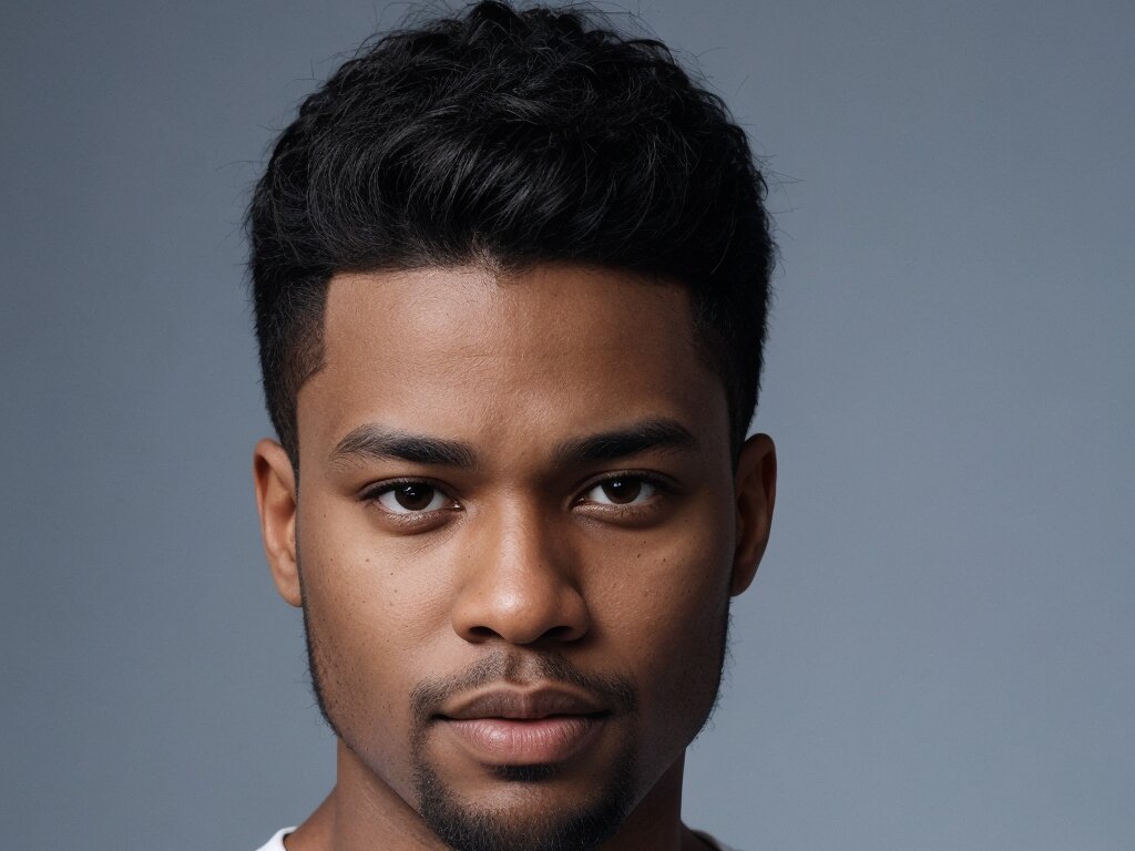 Black man with a textured crop haircut, styled with volume and texture