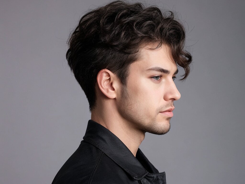 Wolf cut men with curls and volume