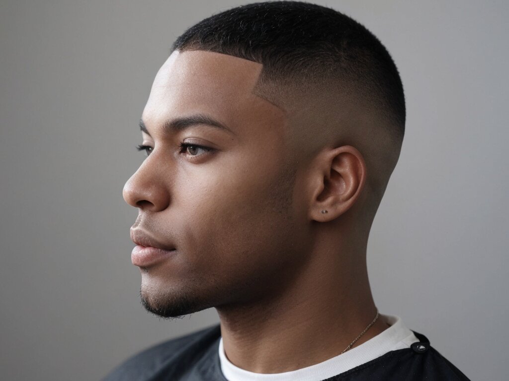 Black man with a clean bald fade haircut