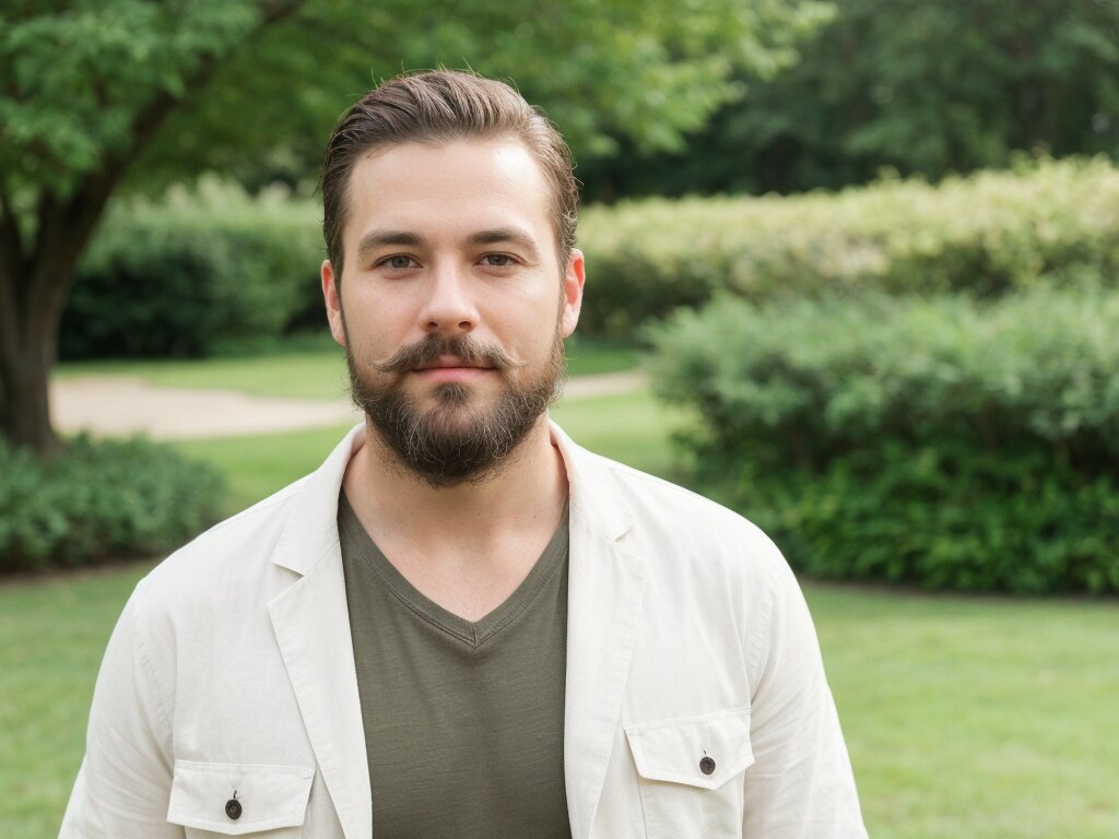 Man with Van Dyke beard style posing outdoors