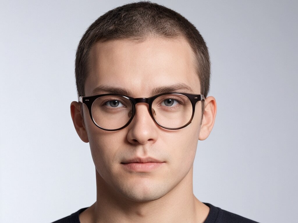 Man with a crew cut and glasses, a simple and practical short haircut for men