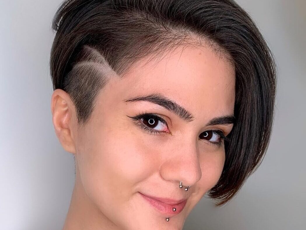 Woman with elegant haircut side lines