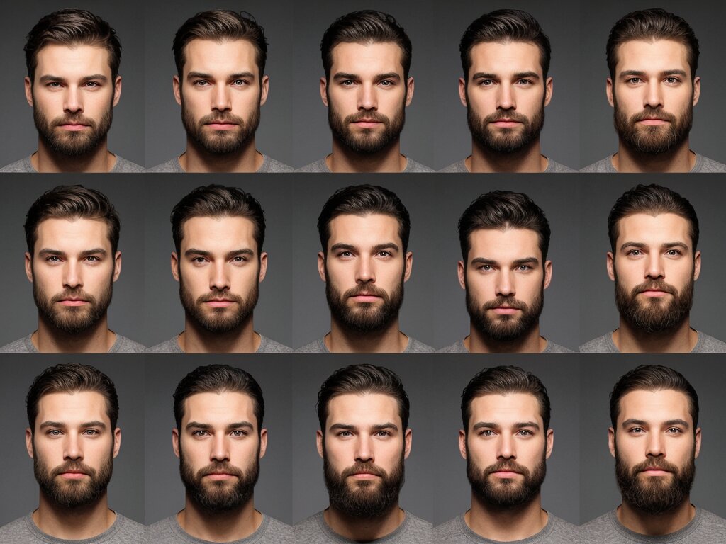 Man with different beard style guides