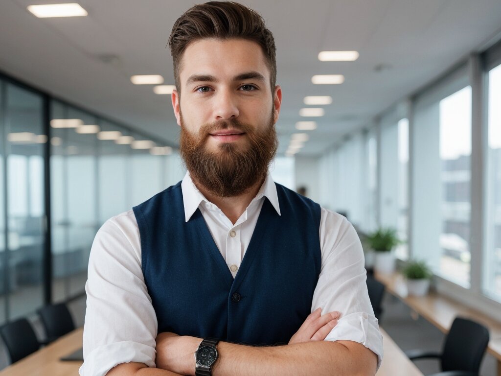 Man with stubble beard style in business attire