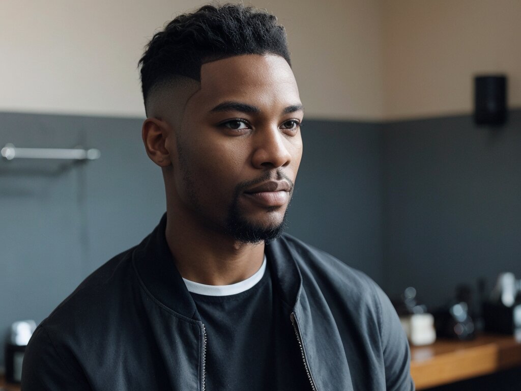 Young Black male with a trendy taper fade haircut