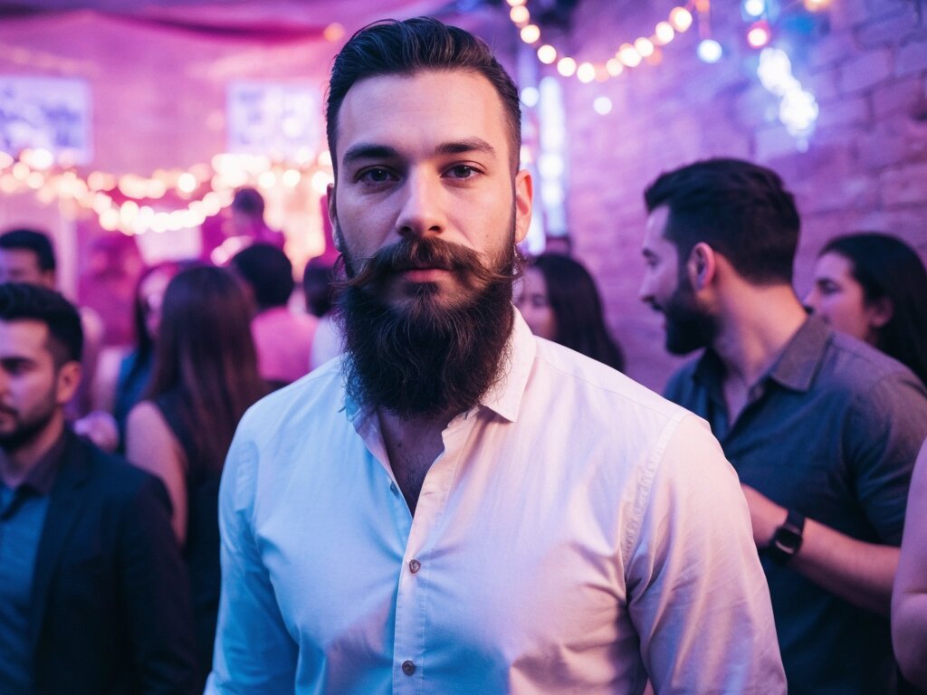 Man with Balbo beard style at a party