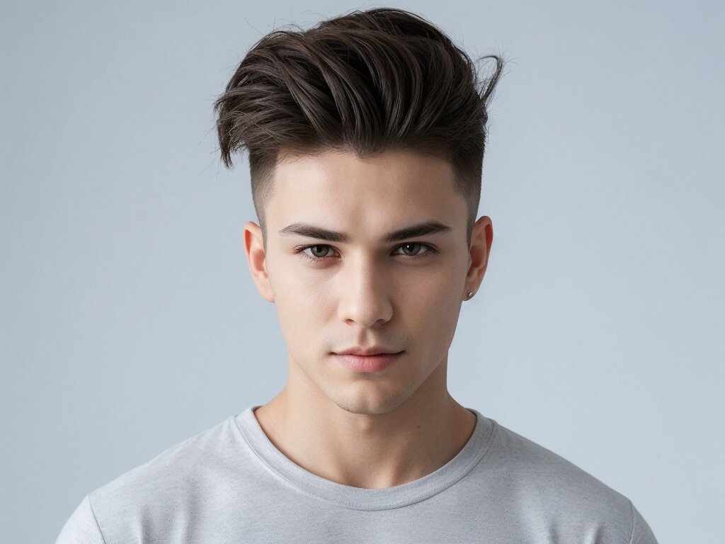 A man with an oval face shape and an undercut hairstyle