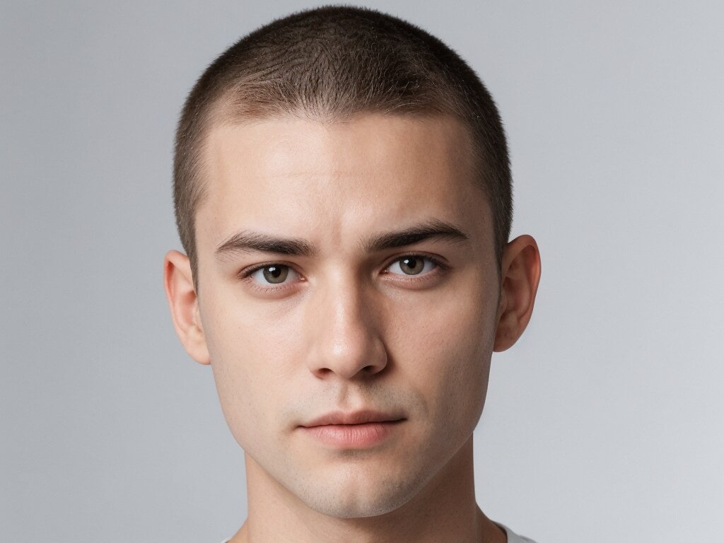 Man with a buzz cut and a clean-shaven face, the epitome of very short haircuts for men